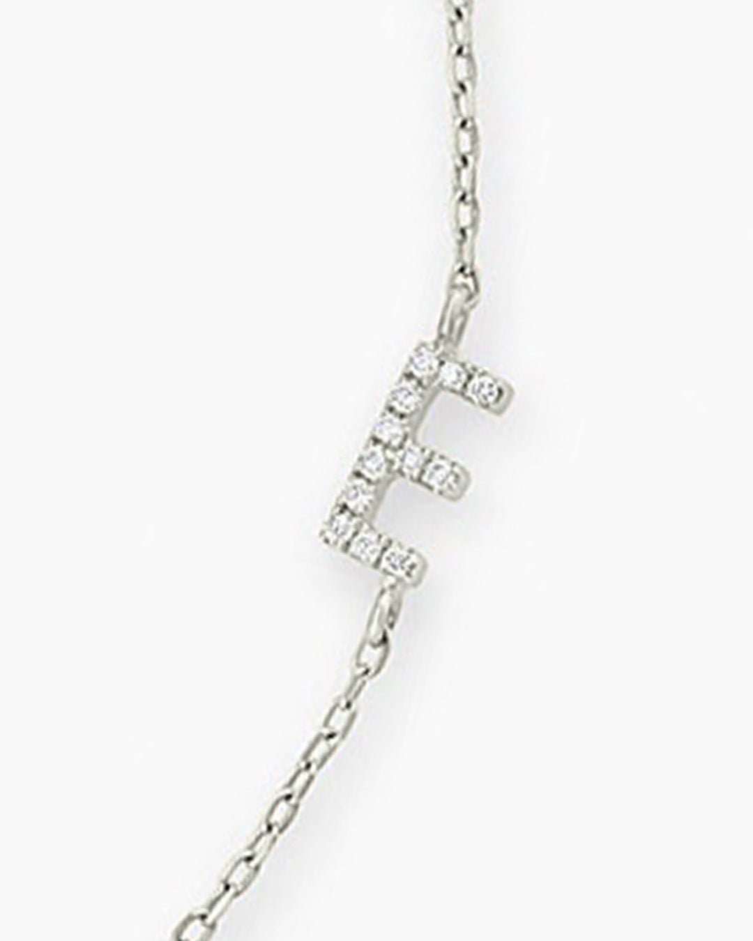 Diamond Pavé Alphabet Bracelet #A || option::14k Solid White Gold, E