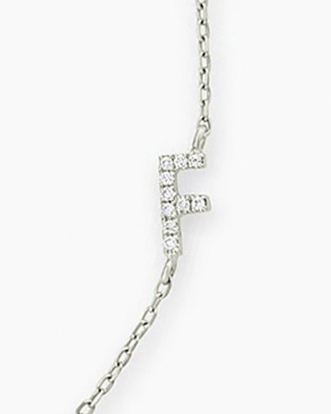Diamond Pavé Alphabet Bracelet #A || option::14k Solid White Gold, F