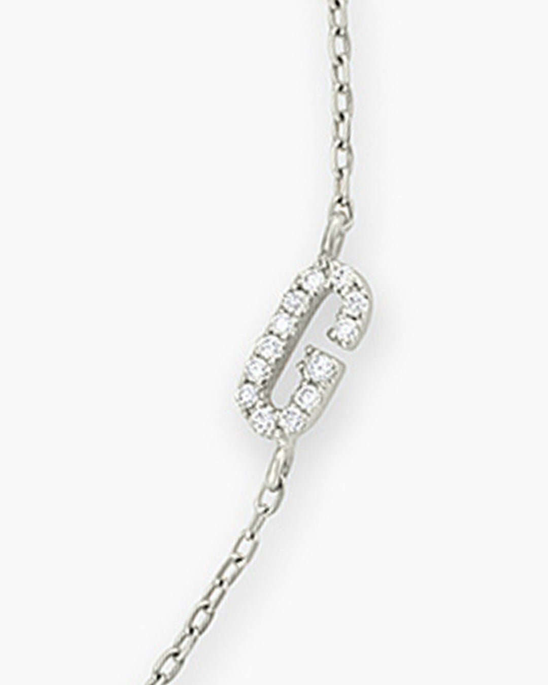 Diamond Pavé Alphabet Bracelet #A || option::14k Solid White Gold, G
