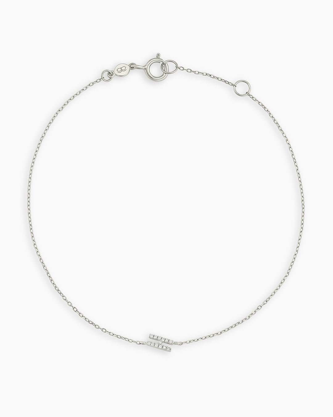Diamond Pavé Alphabet Bracelet #H || option::14k Solid White Gold, H