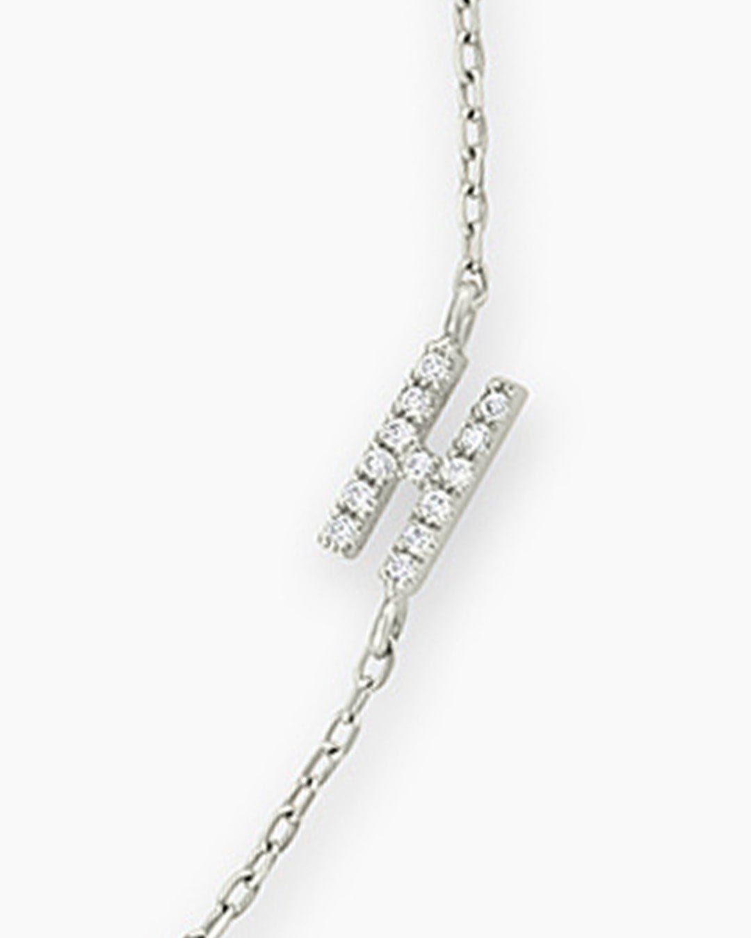 Diamond Pavé Alphabet Bracelet #A || option::14k Solid White Gold, H