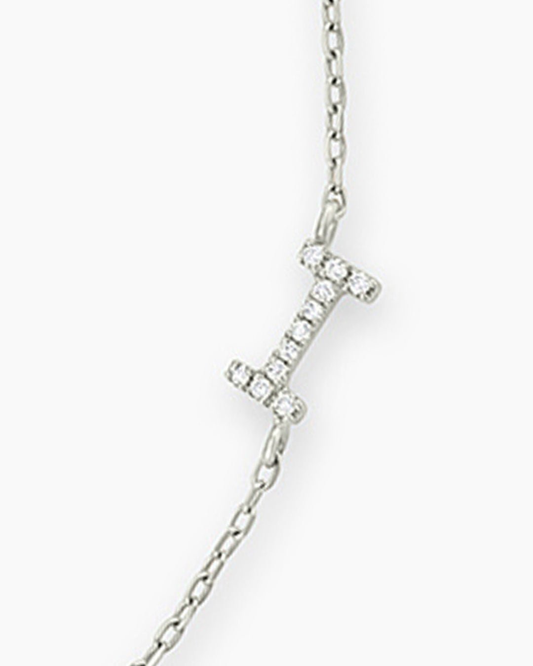 Diamond Pavé Alphabet Bracelet #A || option::14k Solid White Gold, I