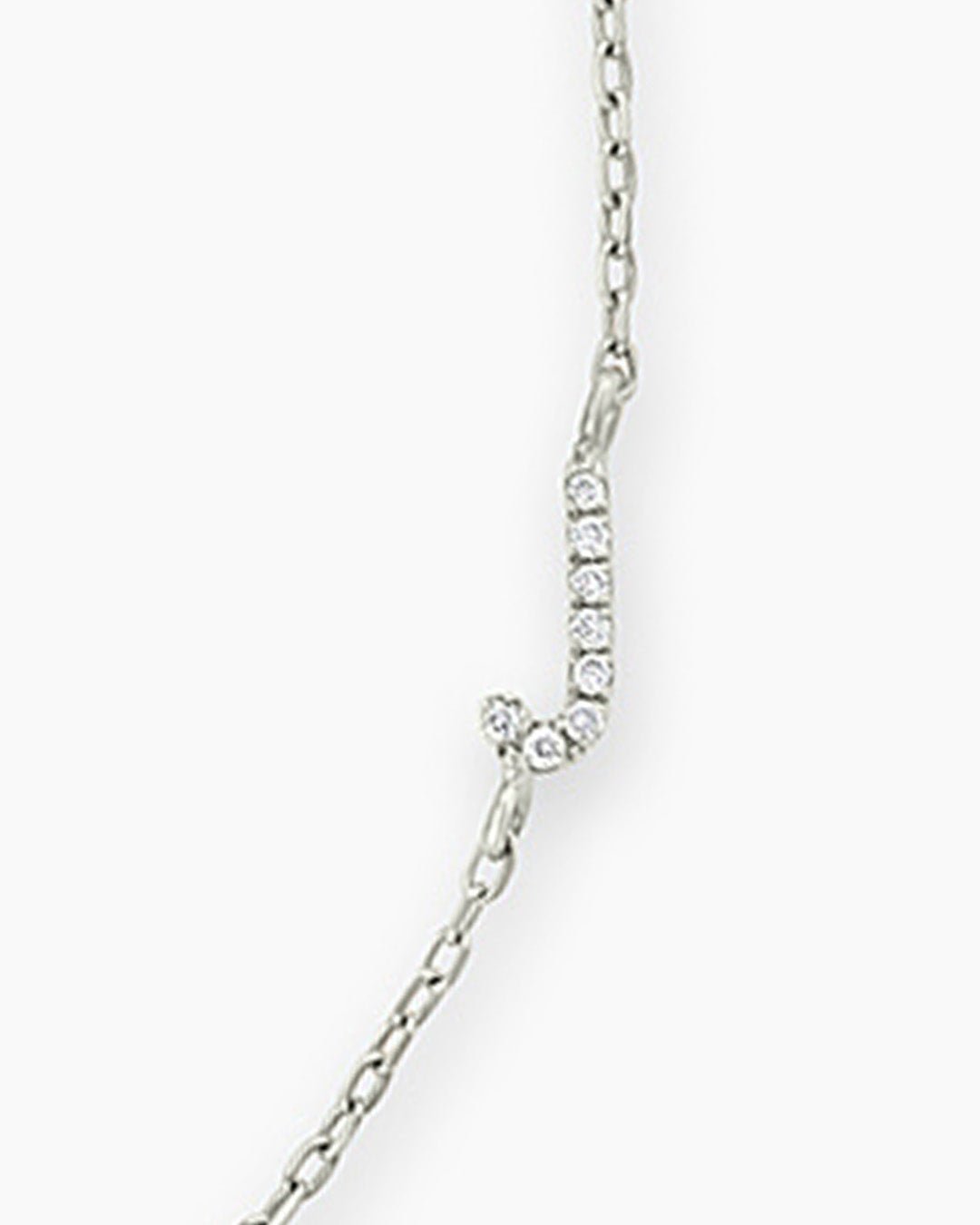 Diamond Pavé Alphabet Bracelet #A || option::14k Solid White Gold, J