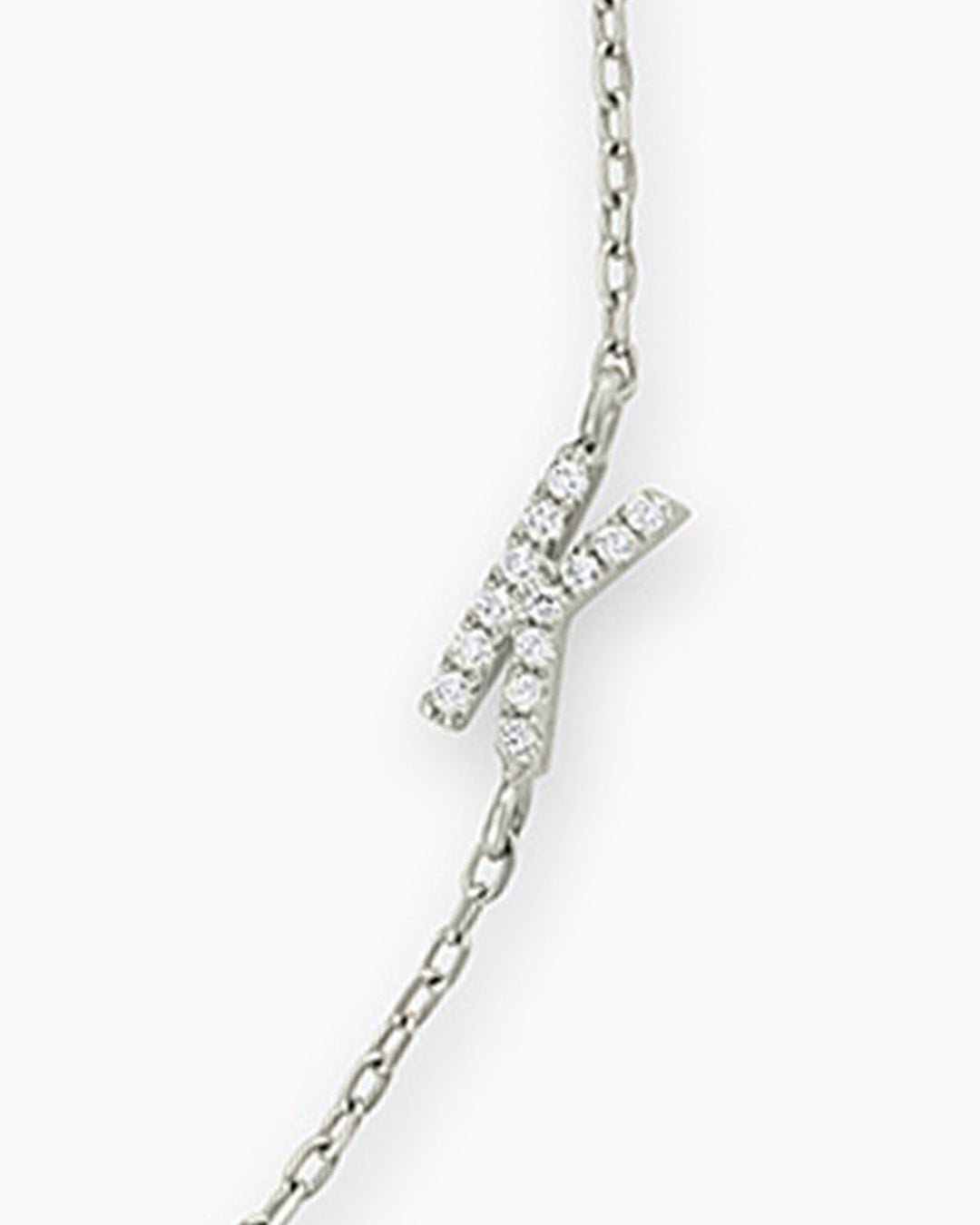 Diamond Pavé Alphabet Bracelet #A || option::14k Solid White Gold, K