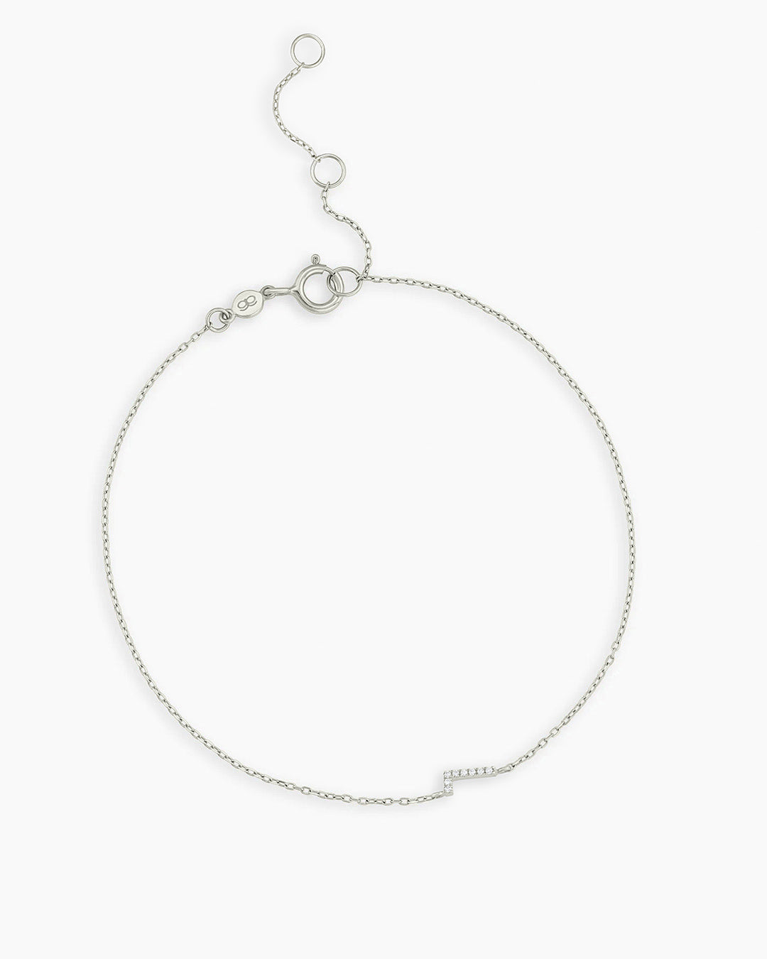 Diamond Pavé Alphabet Bracelet #L || option::14k Solid White Gold, L