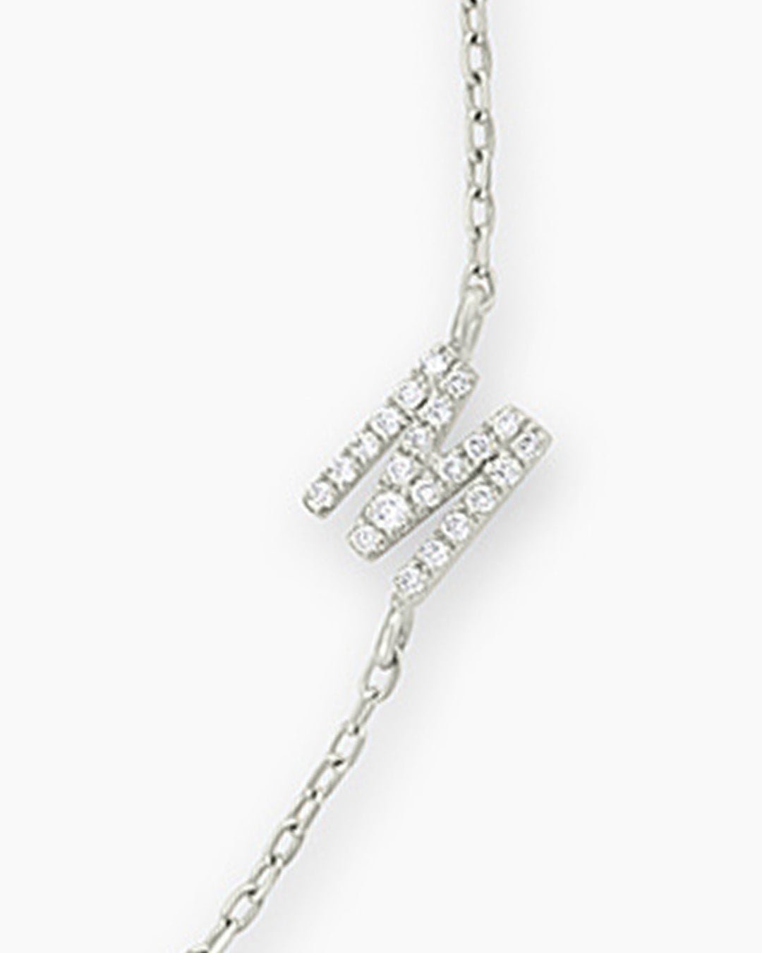 Diamond Pavé Alphabet Bracelet #A || option::14k Solid White Gold, M