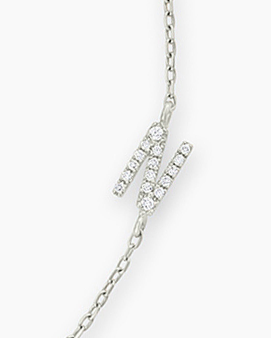 Diamond Pavé Alphabet Bracelet #A || option::14k Solid White Gold, N