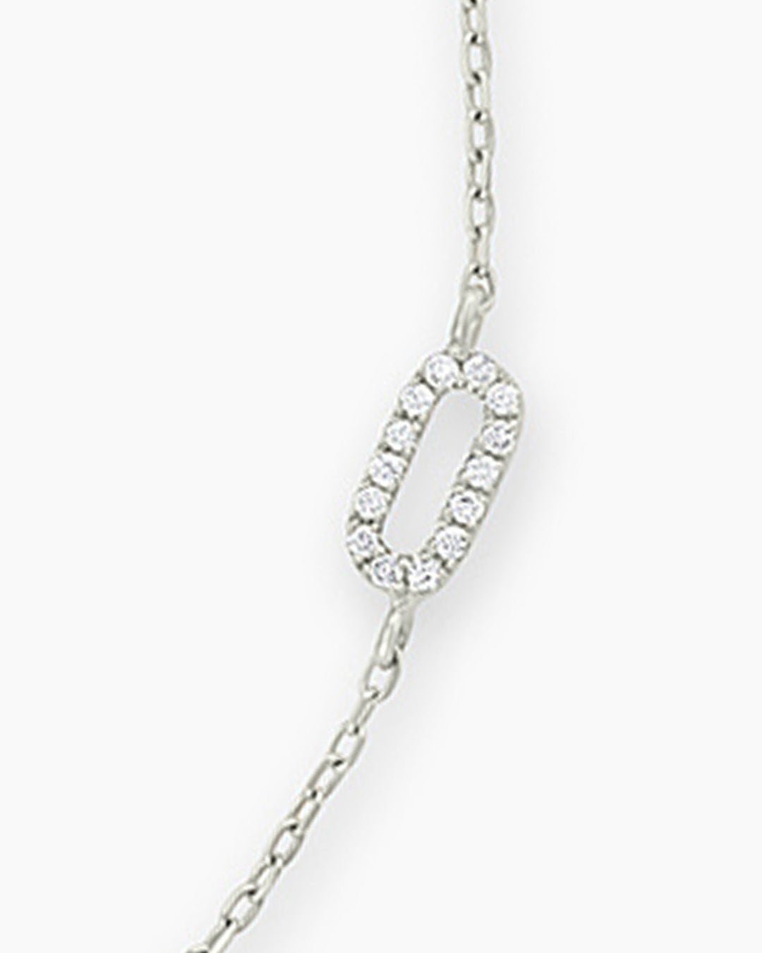 Diamond Pavé Alphabet Bracelet #A || option::14k Solid White Gold, O