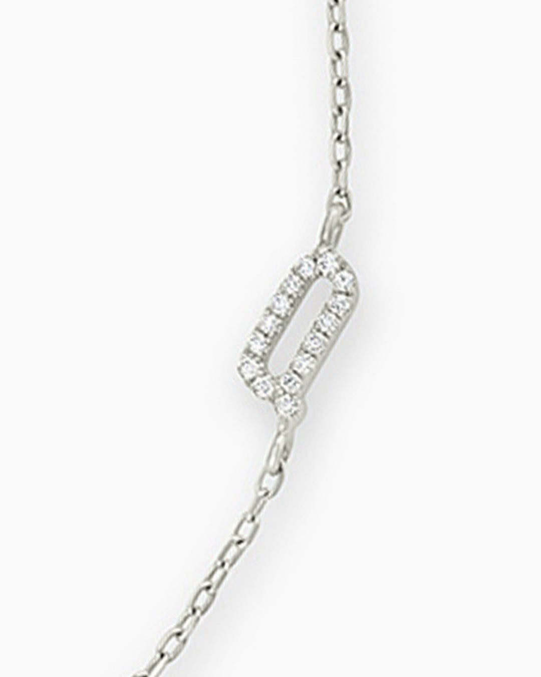 Diamond Pavé Alphabet Bracelet #A || option::14k Solid White Gold, Q