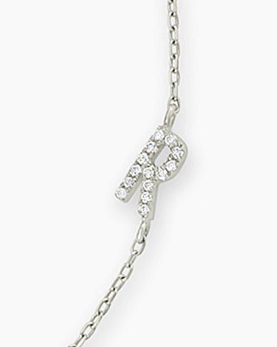 Diamond Pavé Alphabet Bracelet #A || option::14k Solid White Gold, R