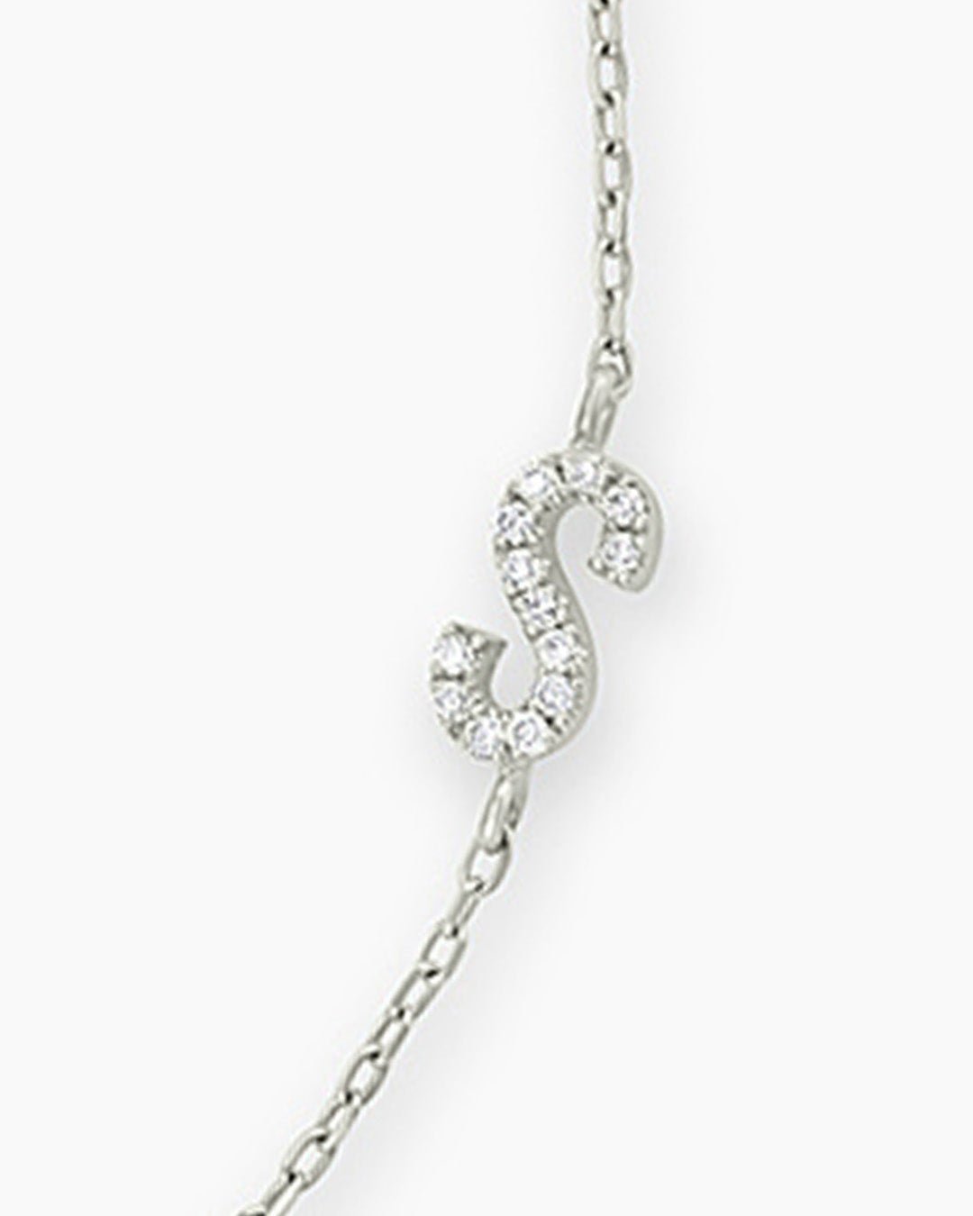 Diamond Pavé Alphabet Bracelet #A || option::14k Solid White Gold, S