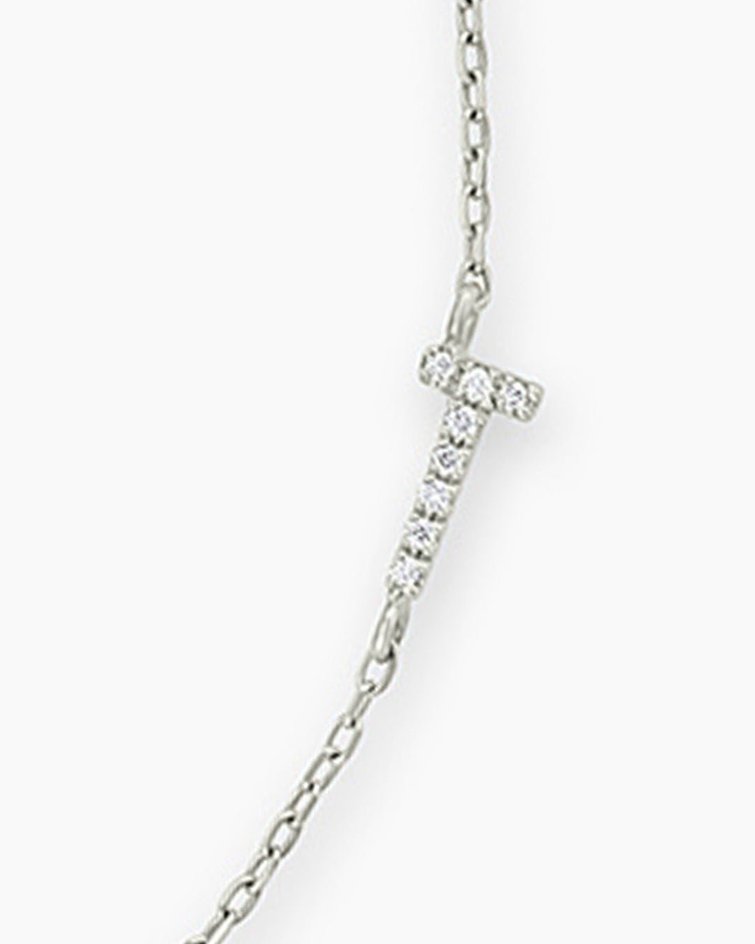 Diamond Pavé Alphabet Bracelet #A || option::14k Solid White Gold, T