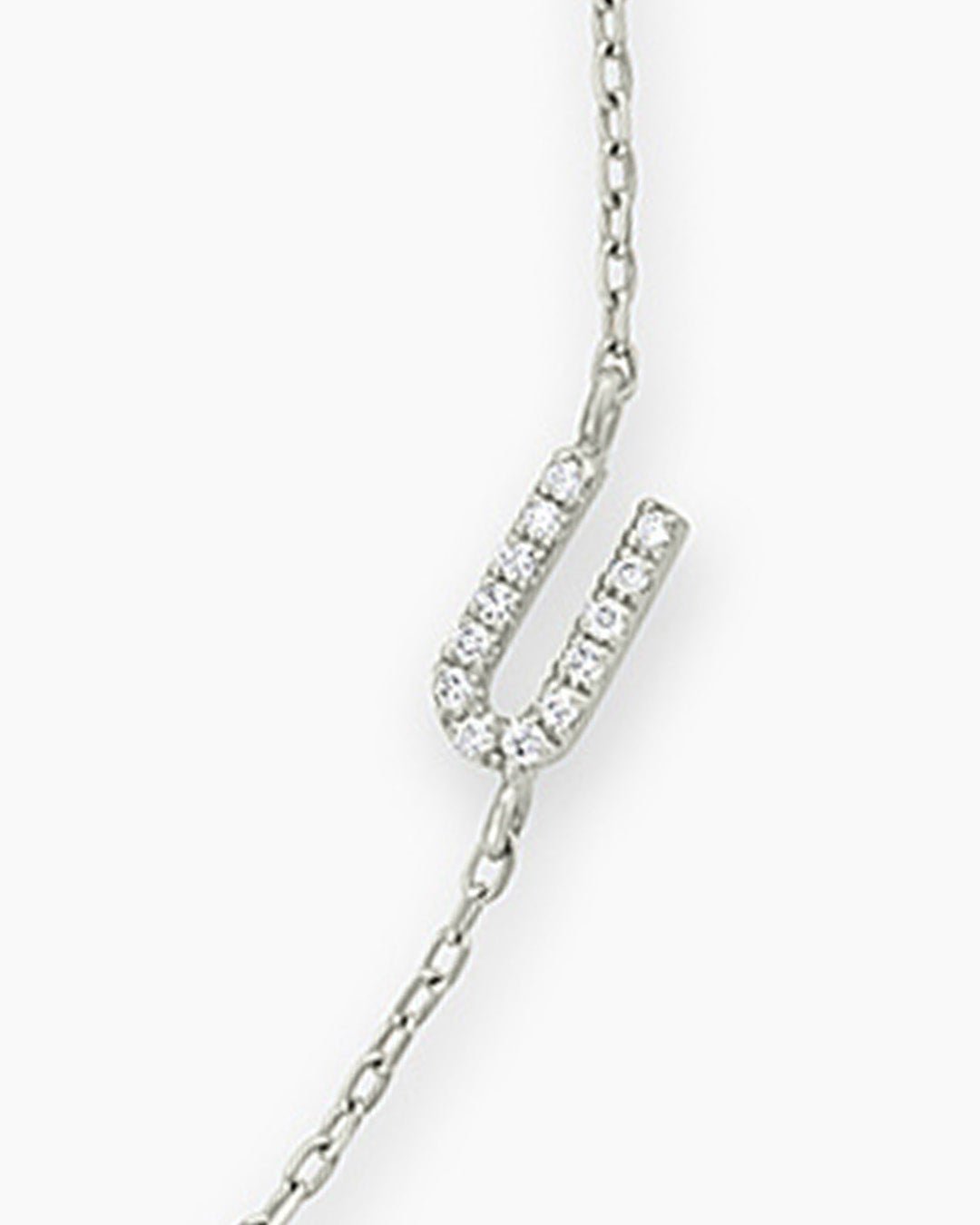 Diamond Pavé Alphabet Bracelet #A || option::14k Solid White Gold, U