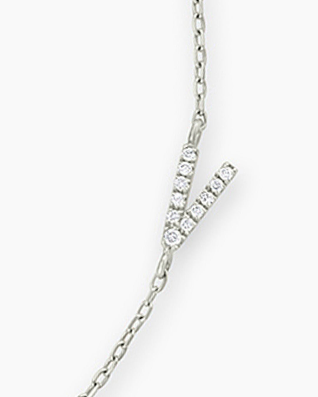 Diamond Pavé Alphabet Bracelet #A || option::14k Solid White Gold, V