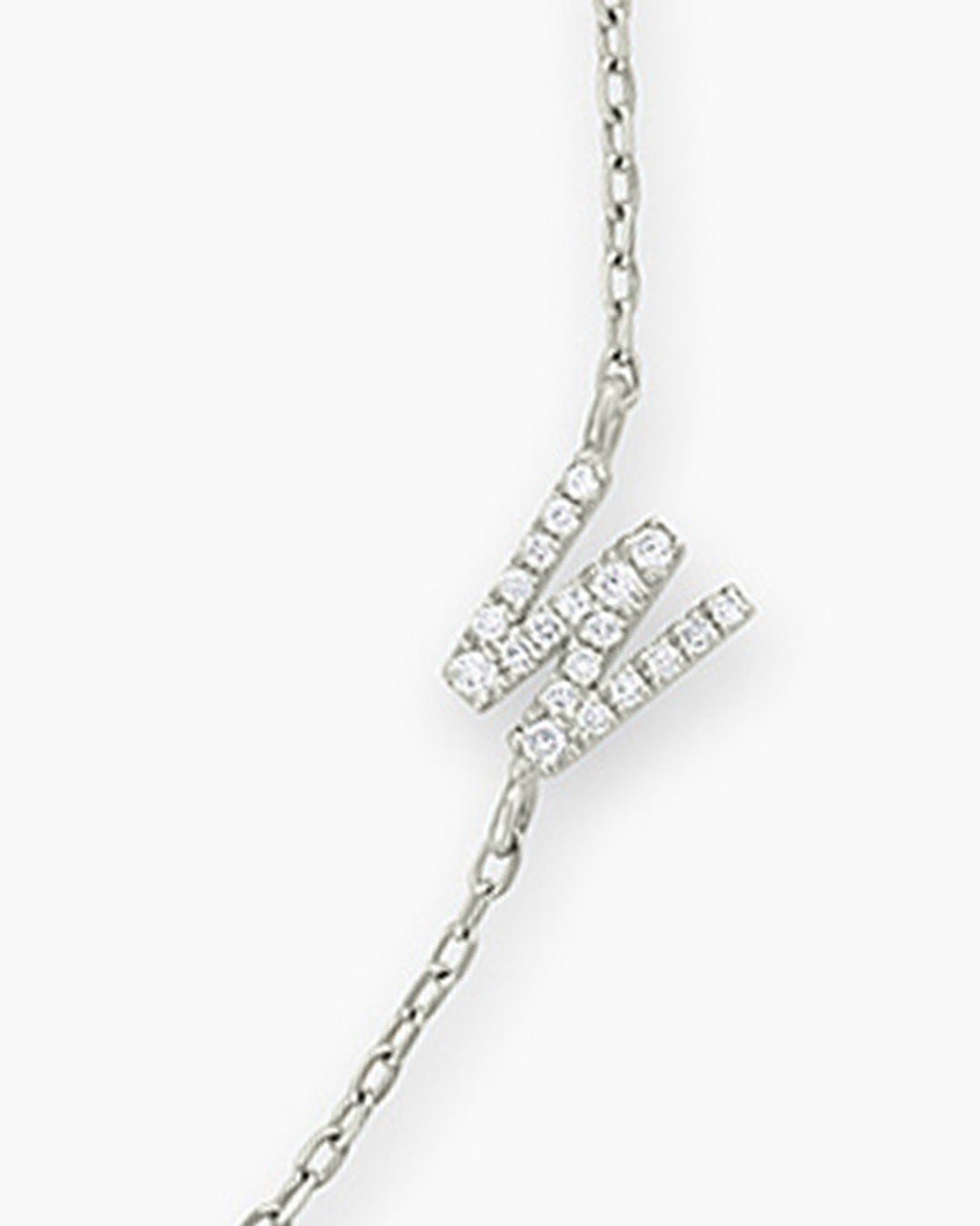 Diamond Pavé Alphabet Bracelet #A || option::14k Solid White Gold, W