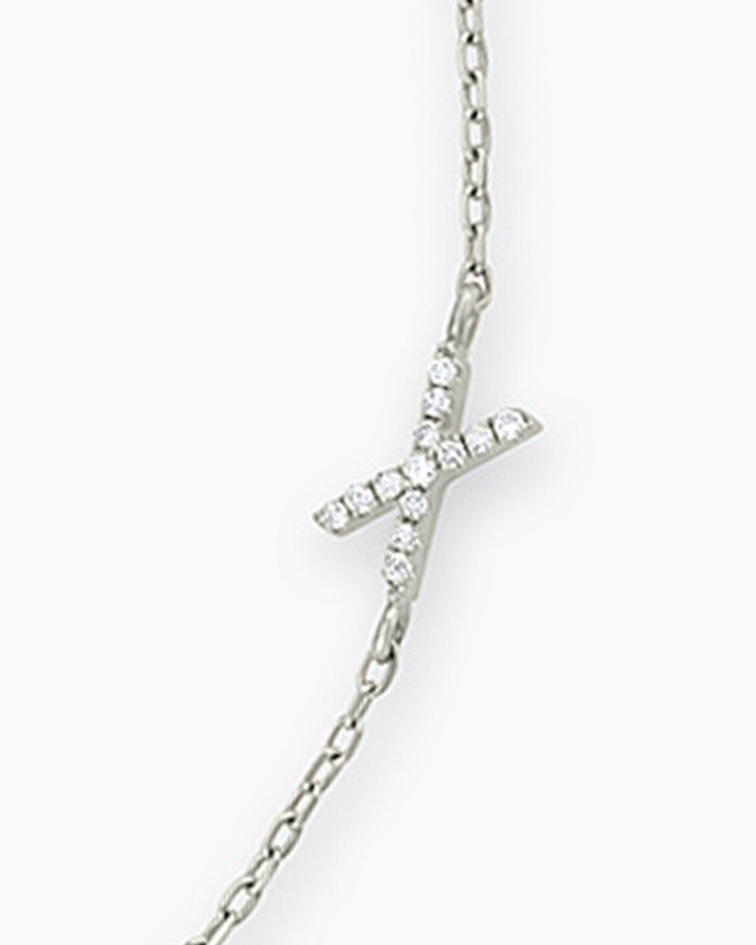 Diamond Pavé Alphabet Bracelet #A || option::14k Solid White Gold, X