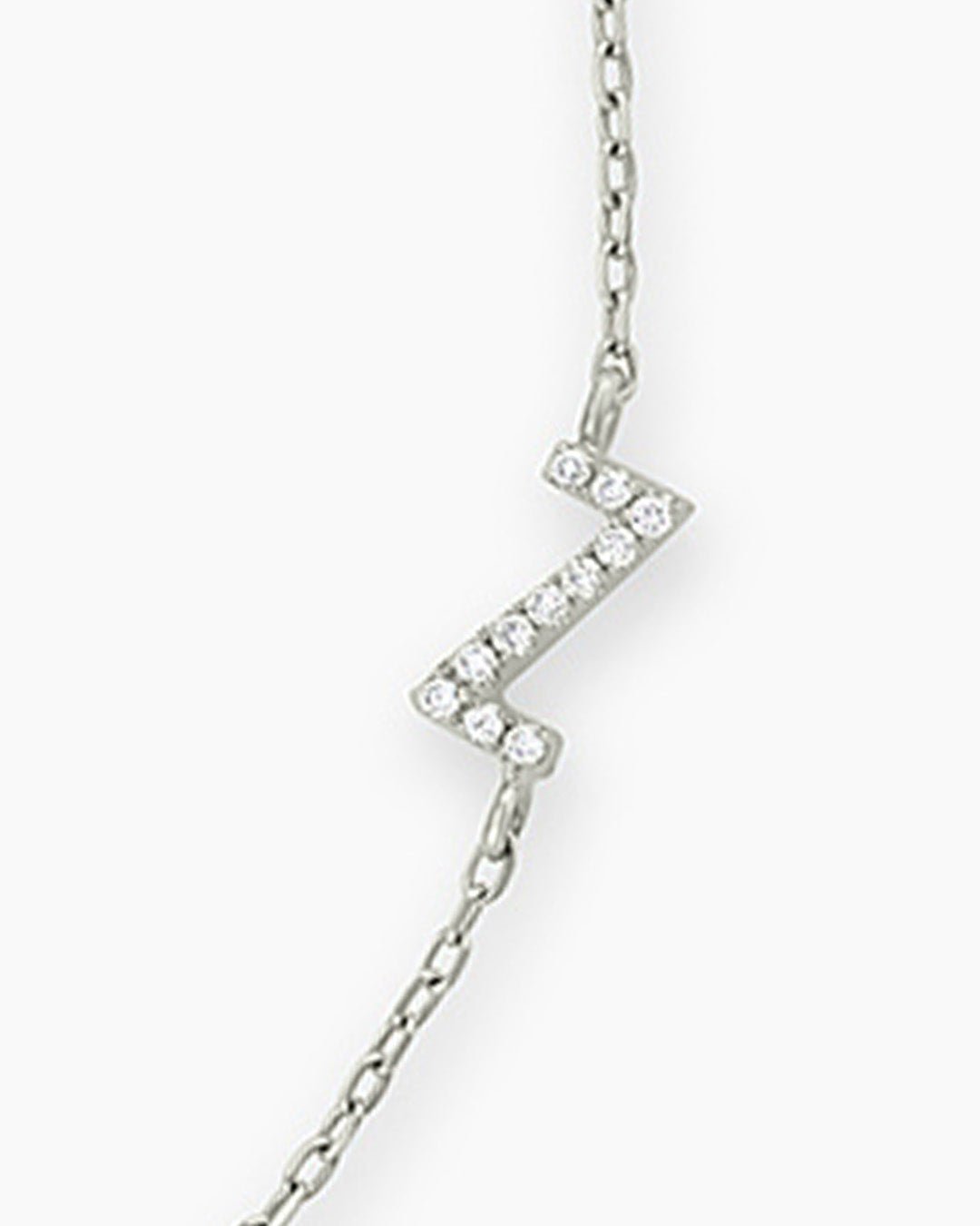 Diamond Pavé Alphabet Bracelet #A || option::14k Solid White Gold, Z