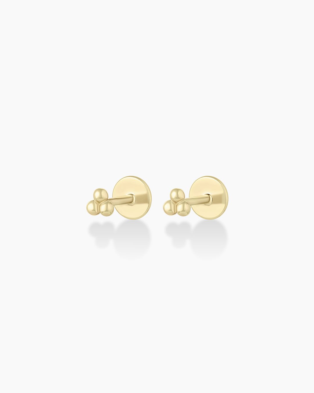 14k Gold Trio Threaded Flatback Studs || option::14k Solid Gold, Pair