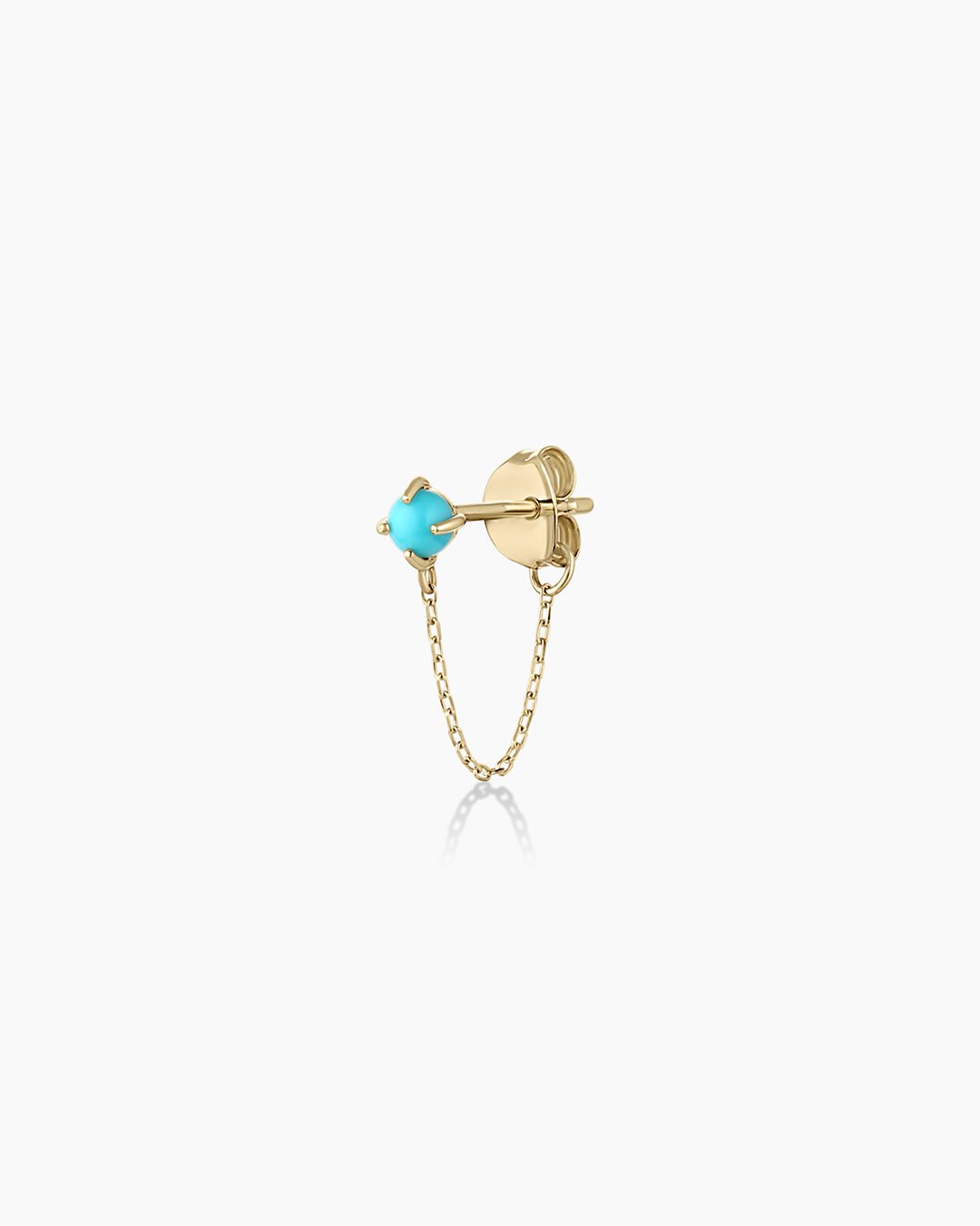 Turquoise Newport Chain Huggie || option::14k Solid Gold, Single