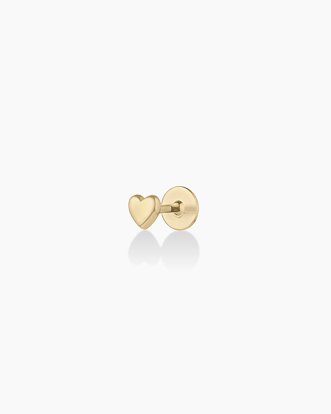 14k Gold Heart Flat Back Stud || option::14k Solid Gold, Single