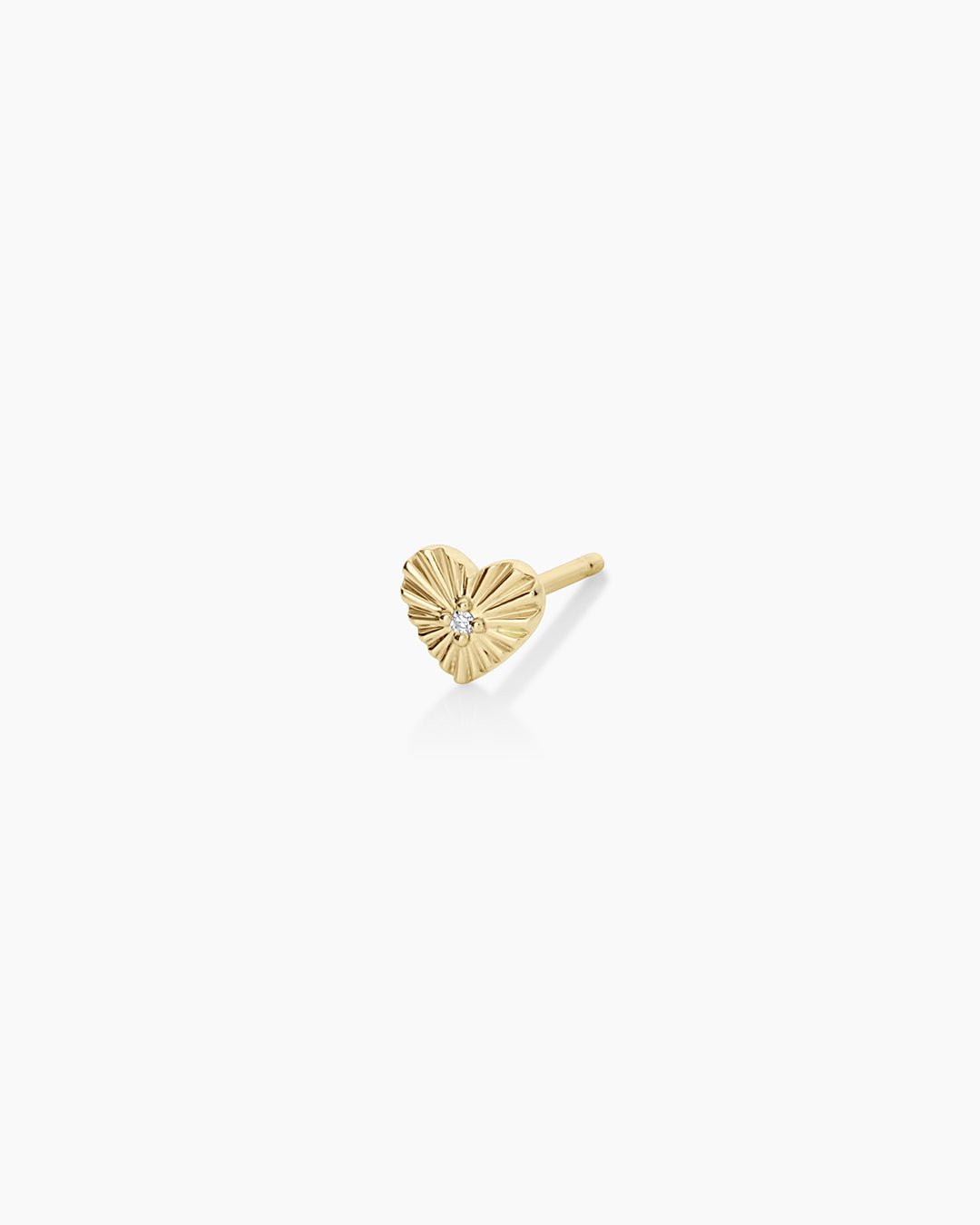 Diamond Vintage Heart Studs || option::14k Solid Gold, Single