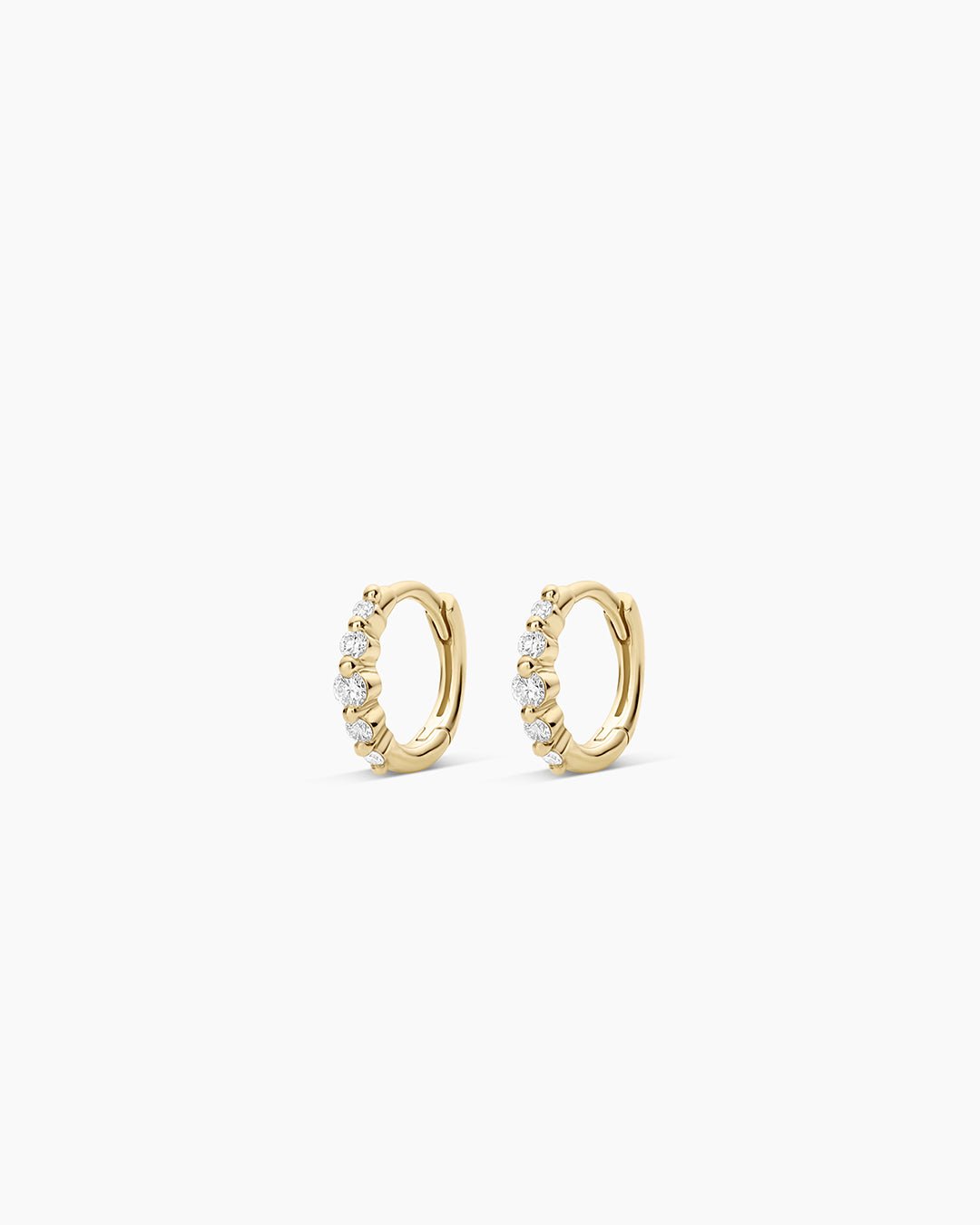 Elle Diamond Row Huggies || option::14k Solid Gold, Pair