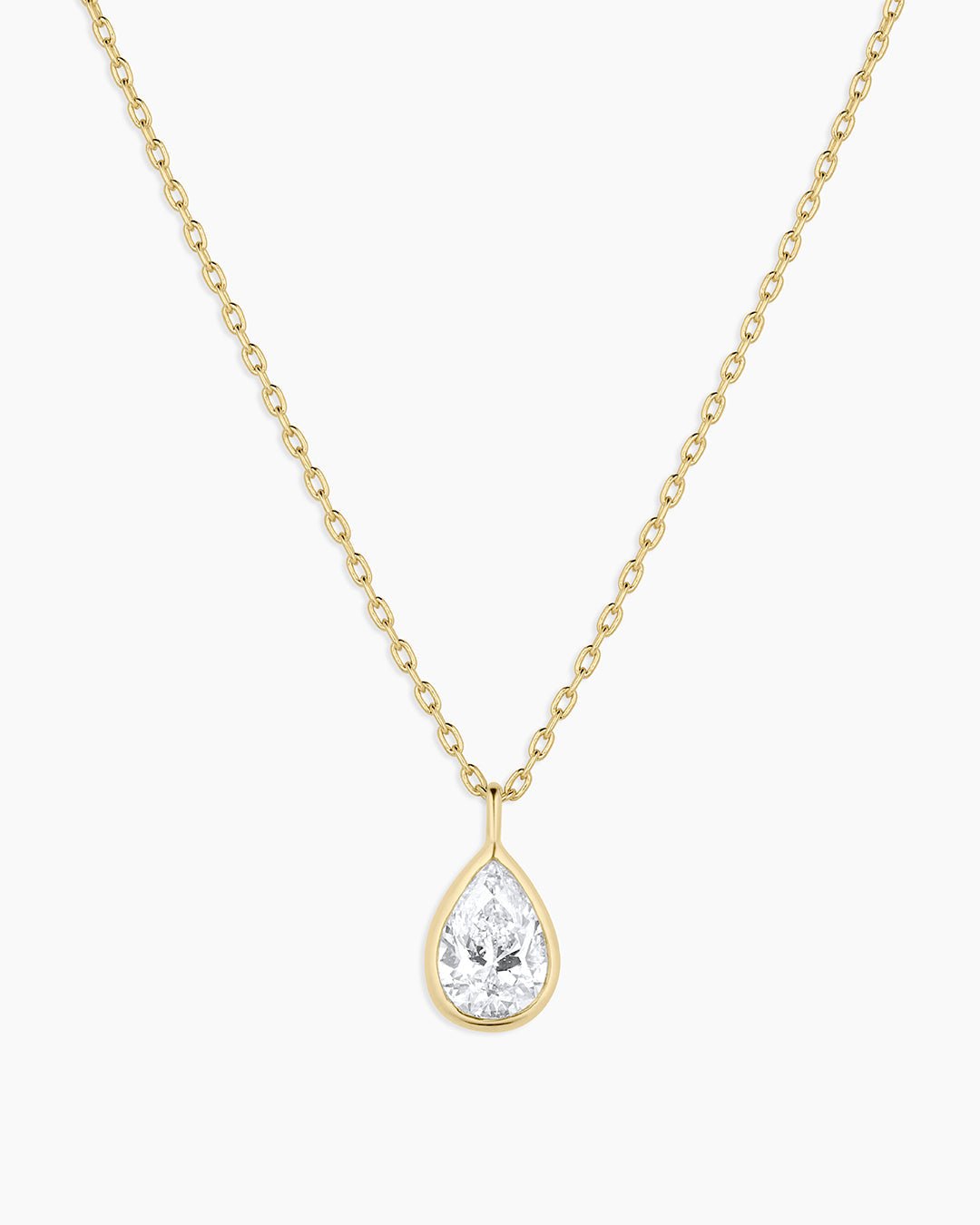 Classic Diamond Pear Necklace || option::14k Solid Gold