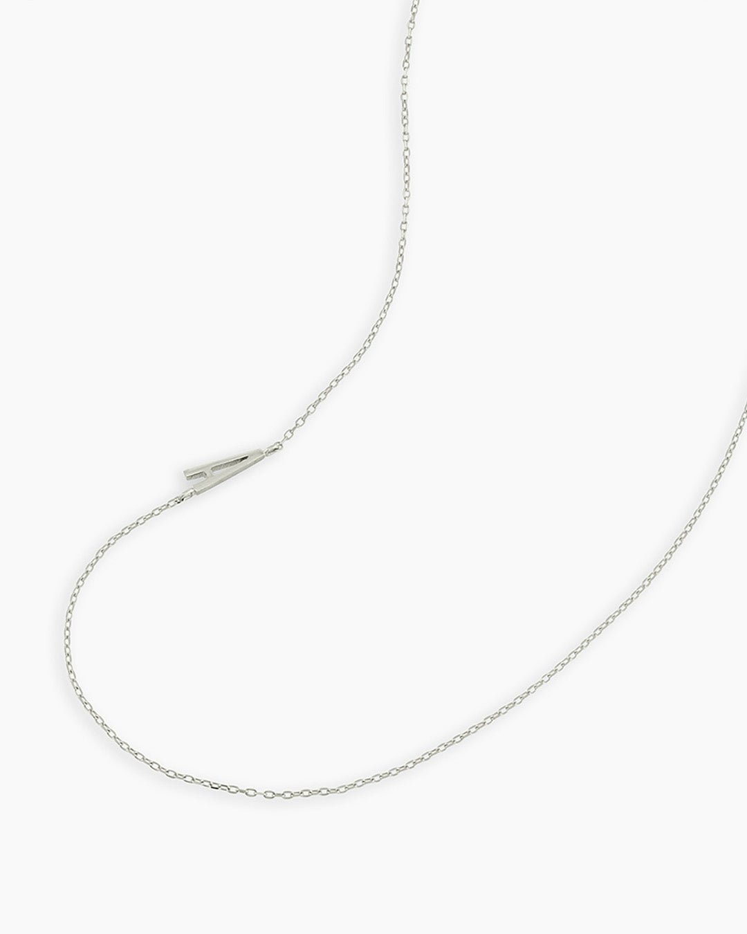 Alphabet Necklace || option::14k Solid White Gold, A