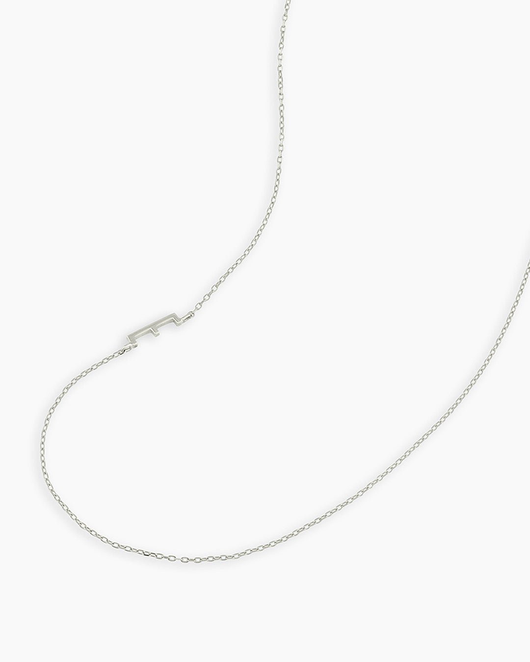 Alphabet Necklace || option::14k Solid White Gold, E