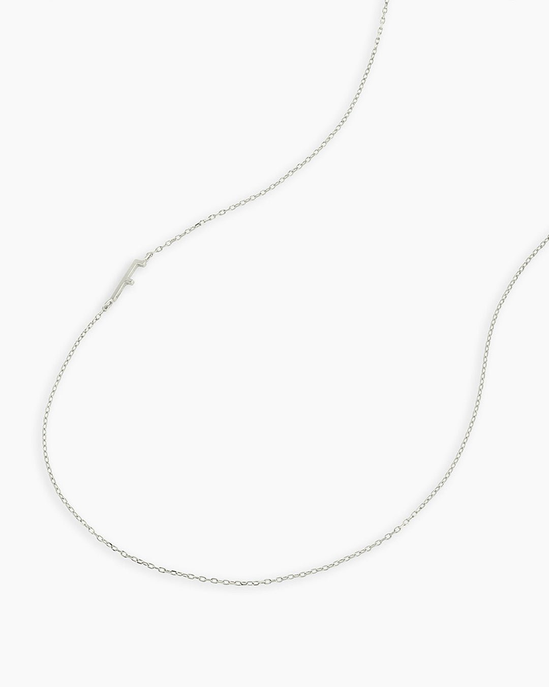 Alphabet Necklace || option::14k Solid White Gold, F