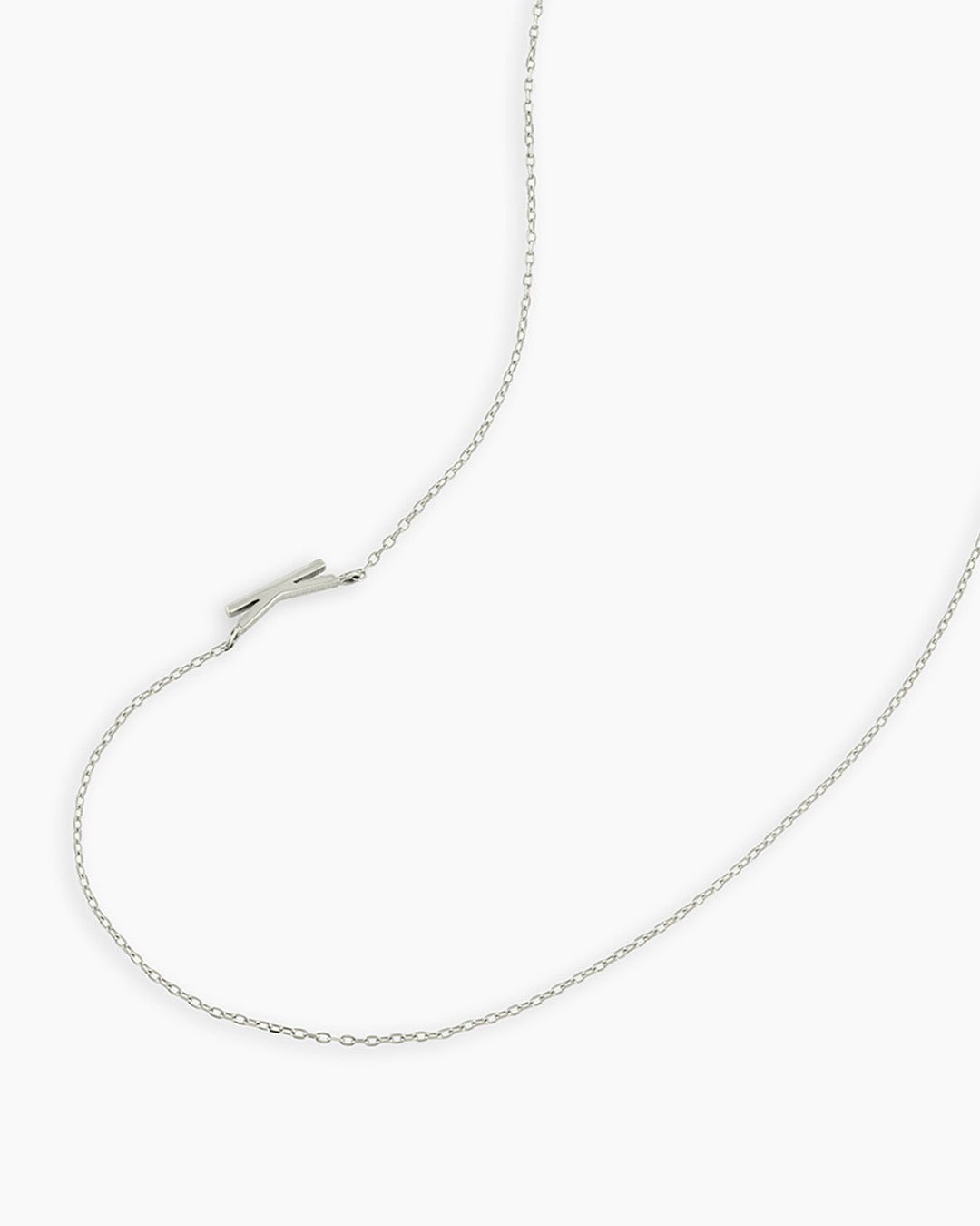 Alphabet Necklace || option::14k Solid White Gold, K