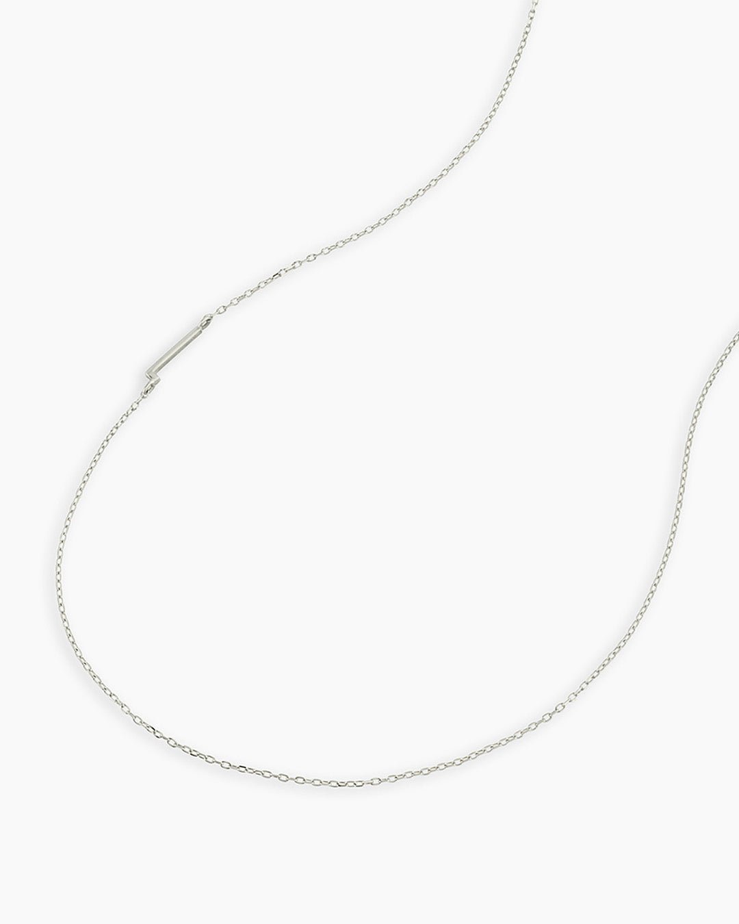 Alphabet Necklace || option::14k Solid White Gold, L