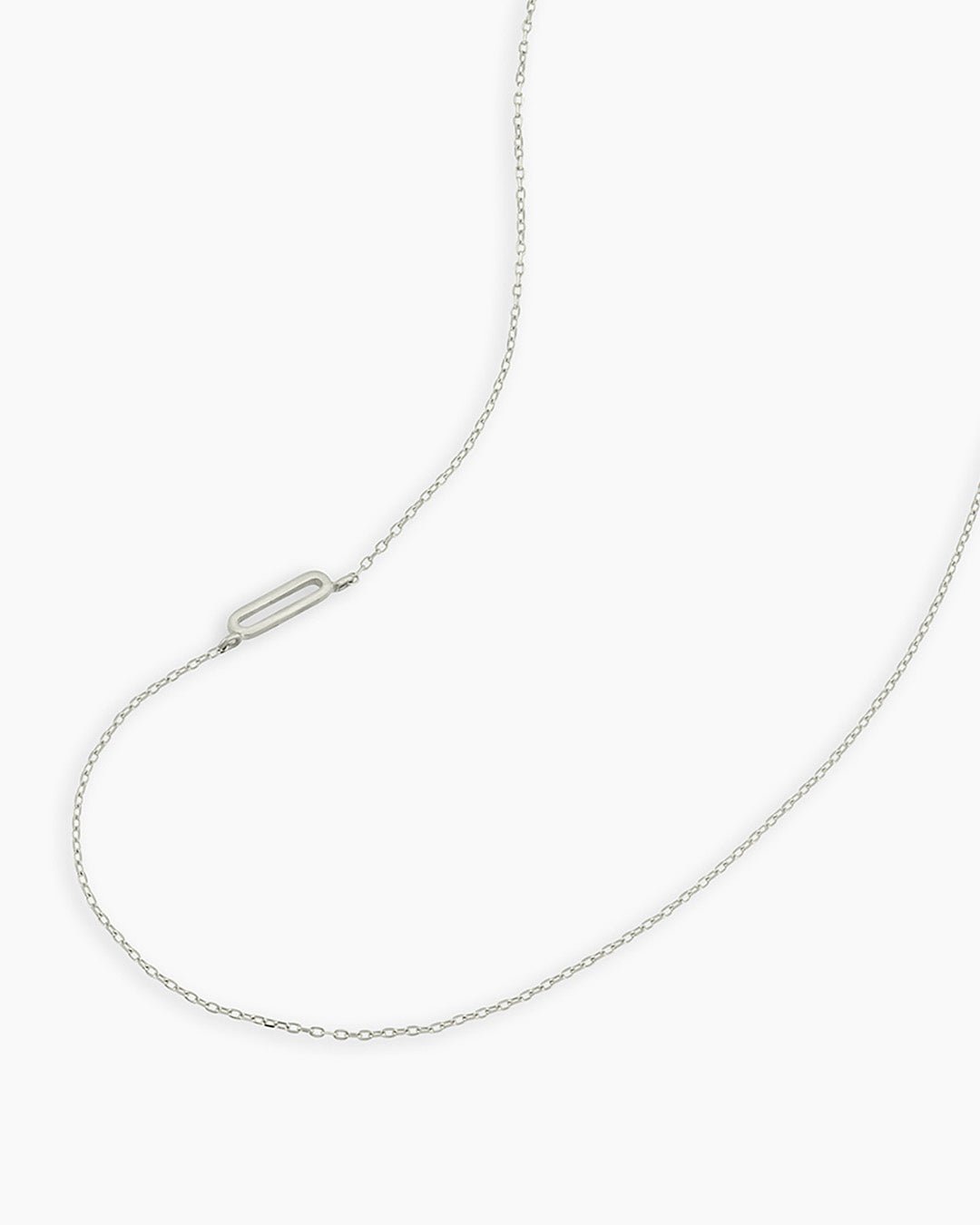 Alphabet Necklace || option::14k Solid White Gold, O