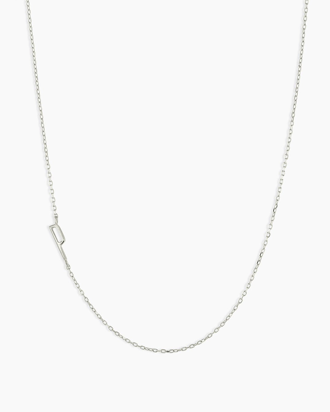 Alphabet Necklace || option::14k Solid White Gold, P
