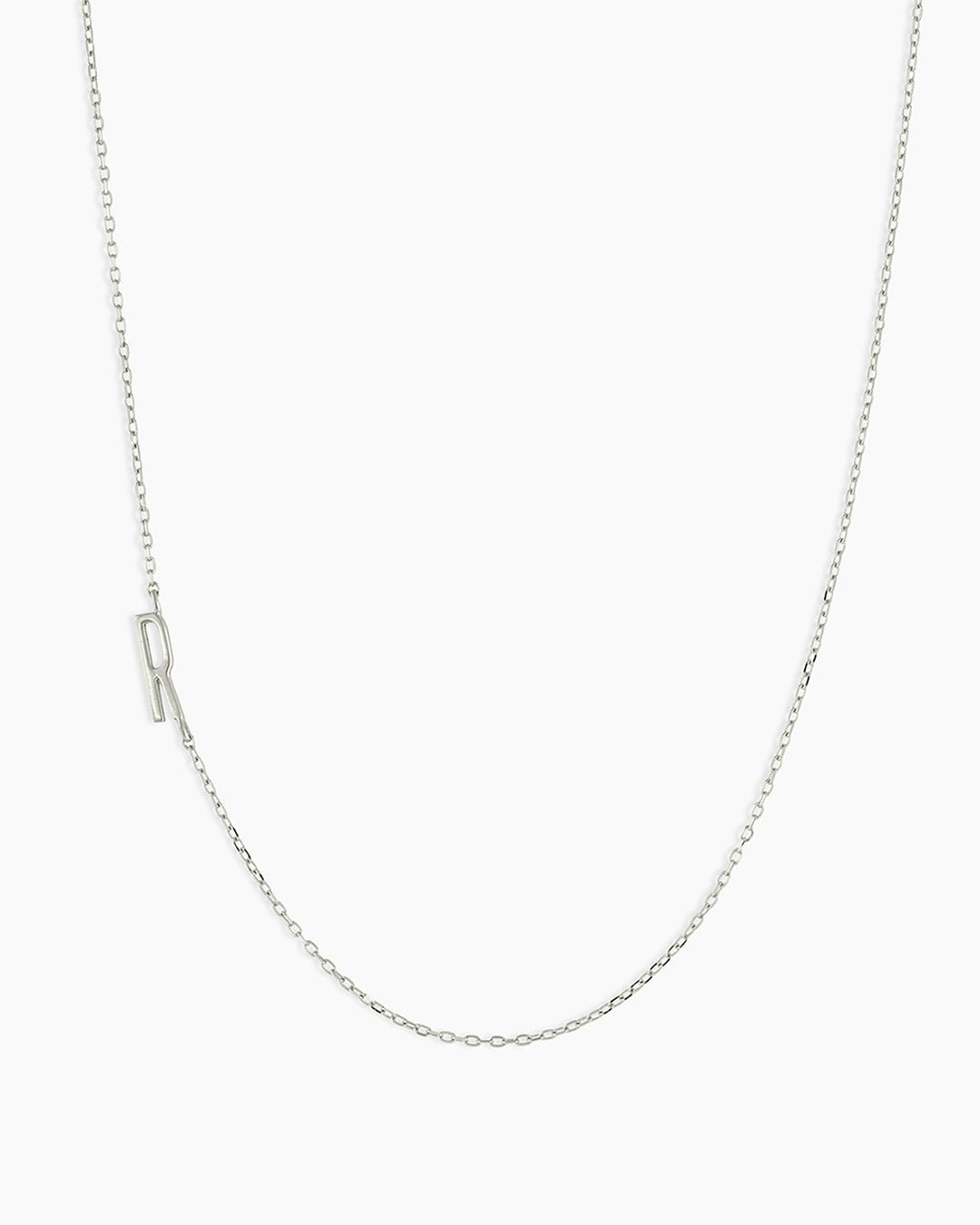 Alphabet Necklace || option::14k Solid White Gold, R