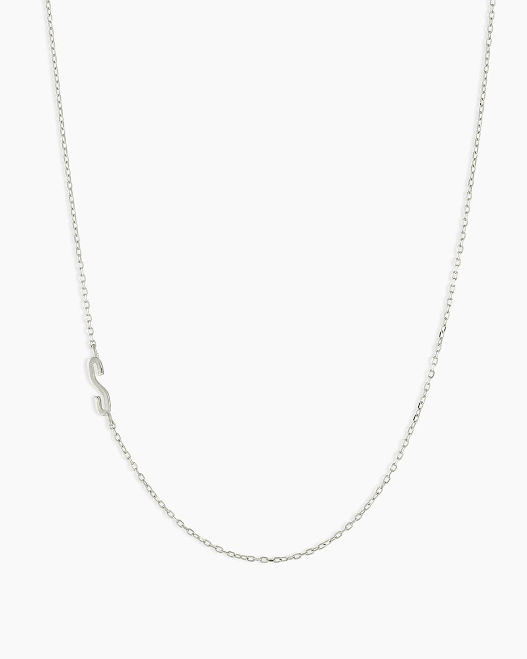 Alphabet Necklace || option::14k Solid White Gold, S