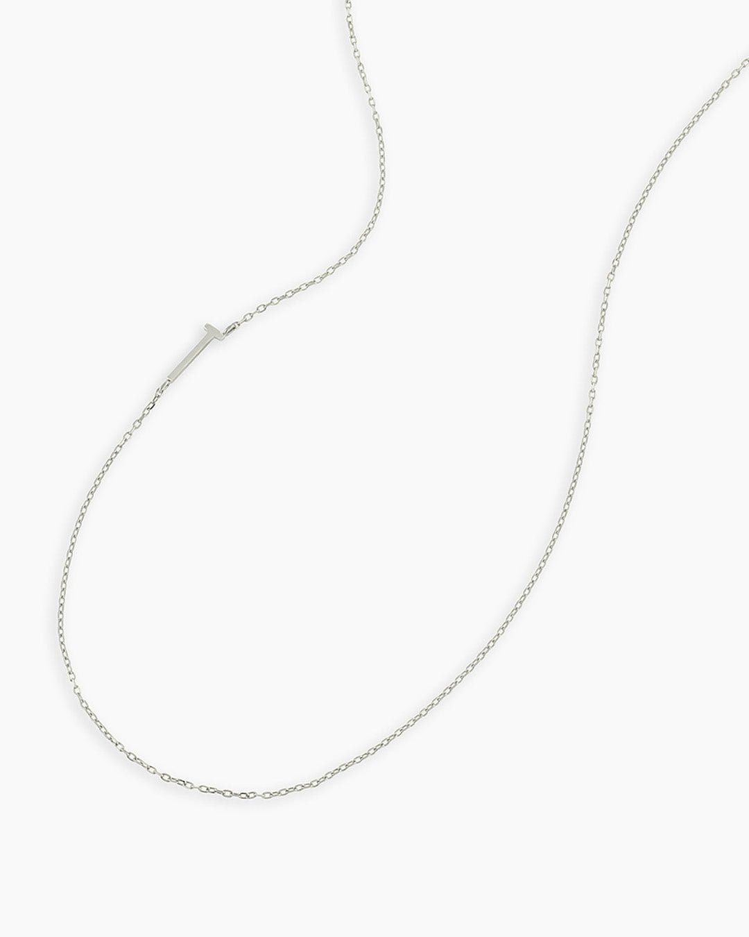 Alphabet Necklace || option::14k Solid White Gold, T
