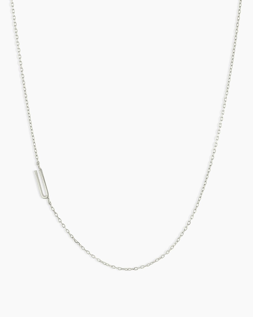 Alphabet Necklace || option::14k Solid White Gold, U