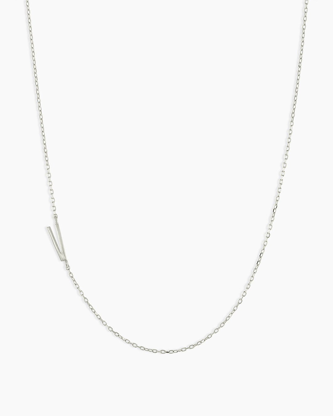 Alphabet Necklace || option::14k Solid White Gold, V