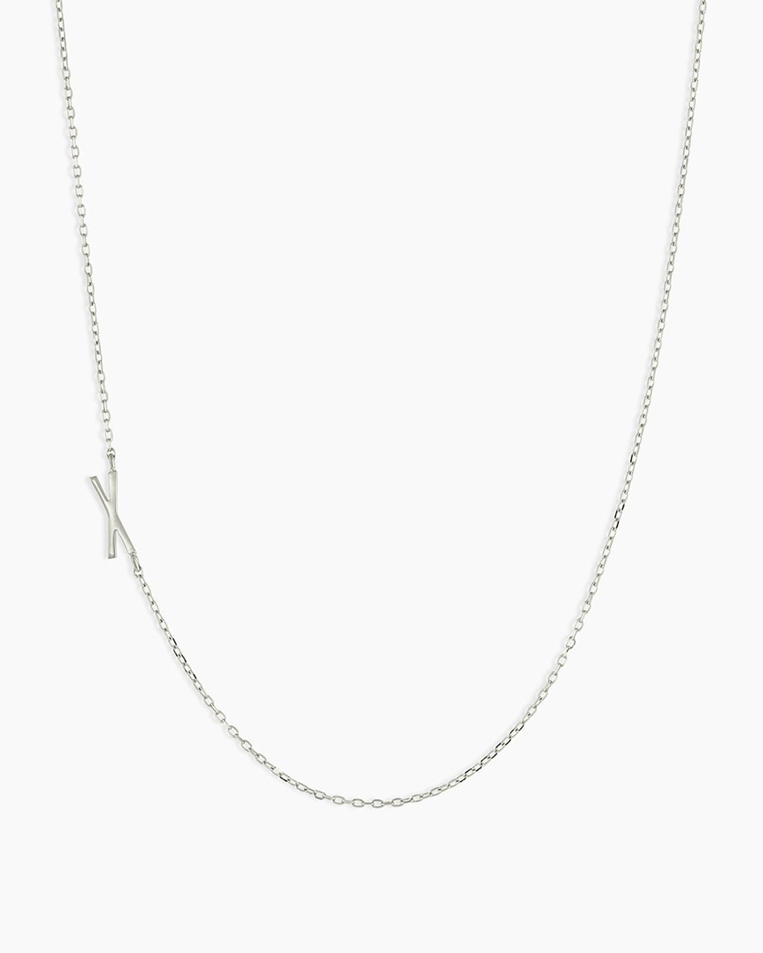 Alphabet Necklace || option::14k Solid White Gold, X