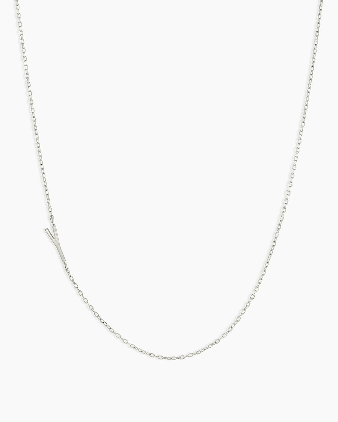 Alphabet Necklace || option::14k Solid White Gold, Y