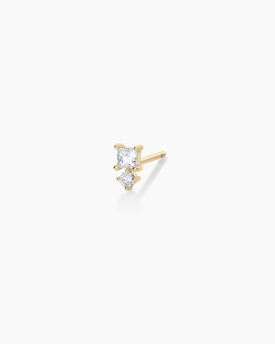 Diamond and White Sapphire Studs || option::14k Solid Gold, Single