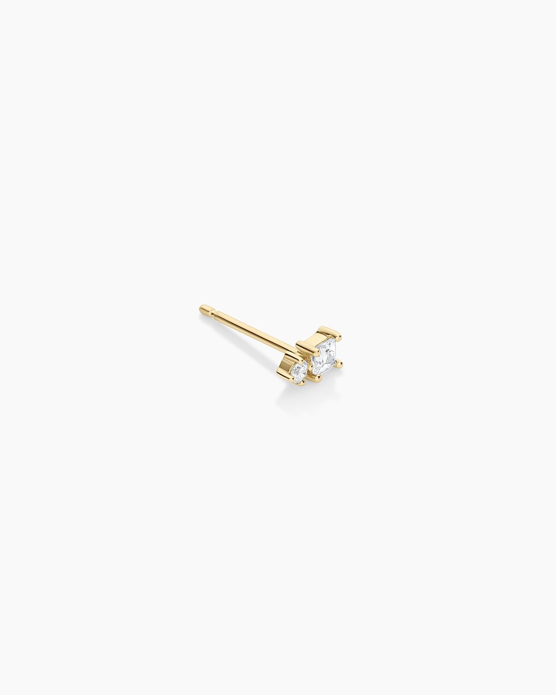 Diamond and White Sapphire Studs || option::14k Solid Gold, Single