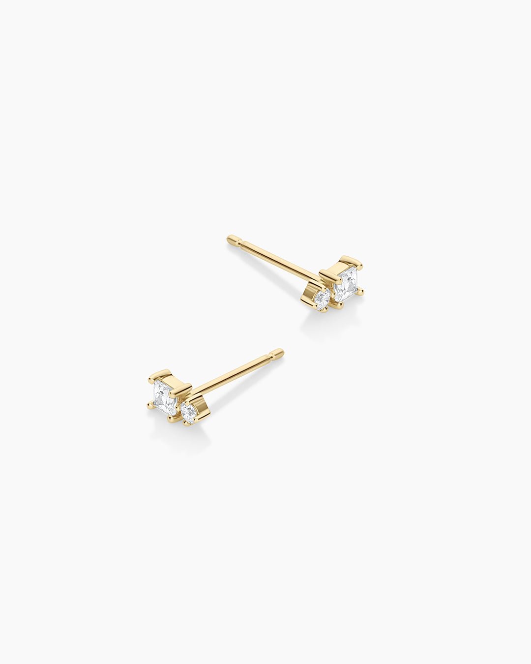 Diamond and White Sapphire Studs || option::14k Solid Gold, Pair