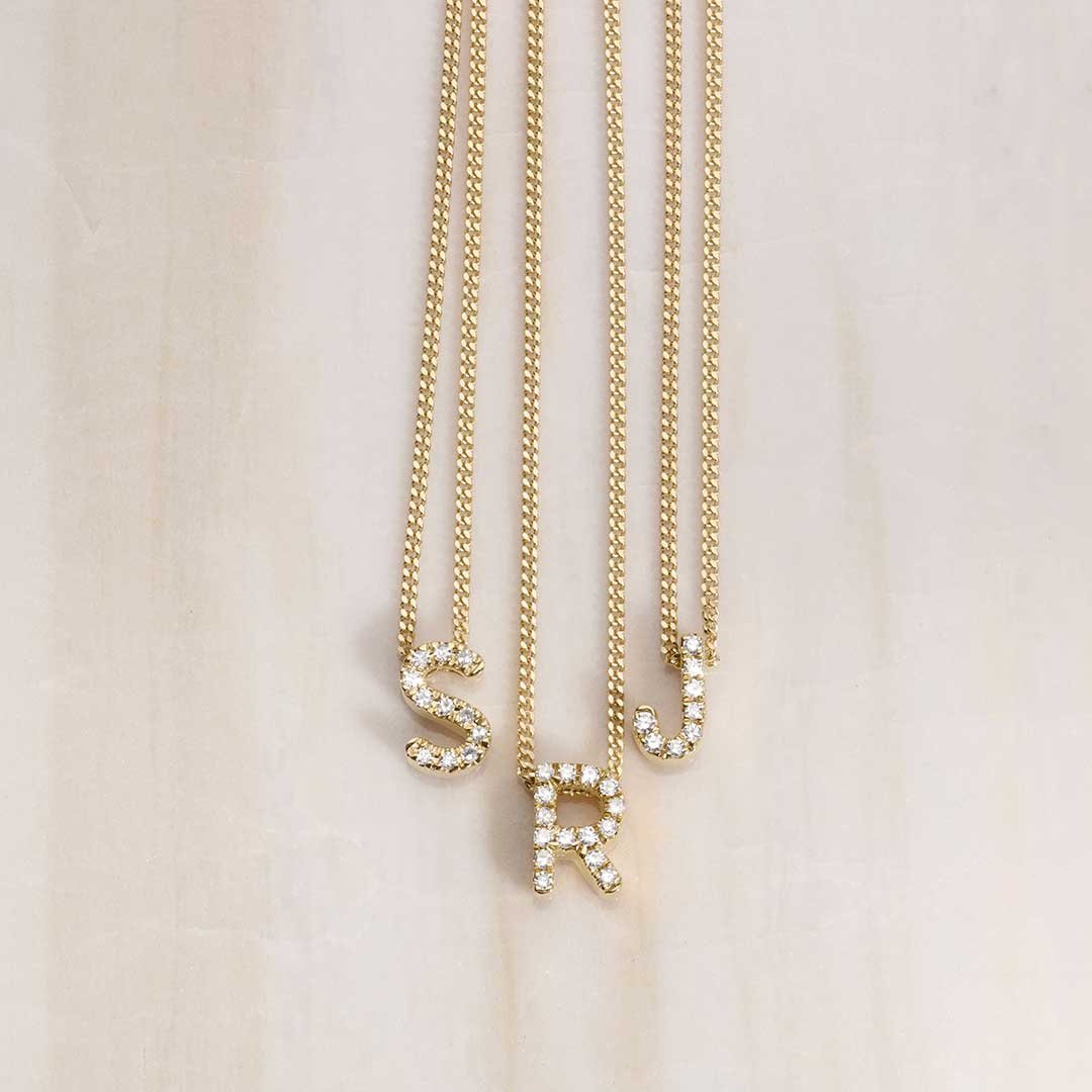diamond alphabet necklaces