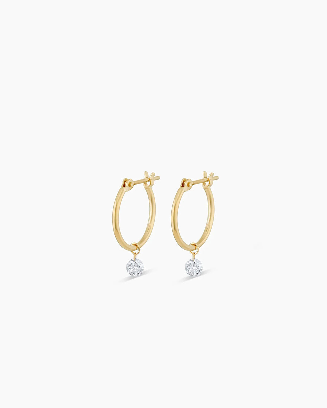Floating Diamond Huggies || option::18k Solid Gold