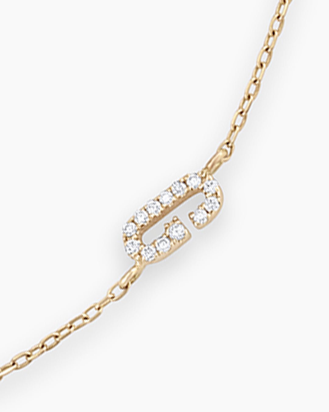 Diamond Pavé Alphabet Bracelet #A || option::14k Solid Gold, G