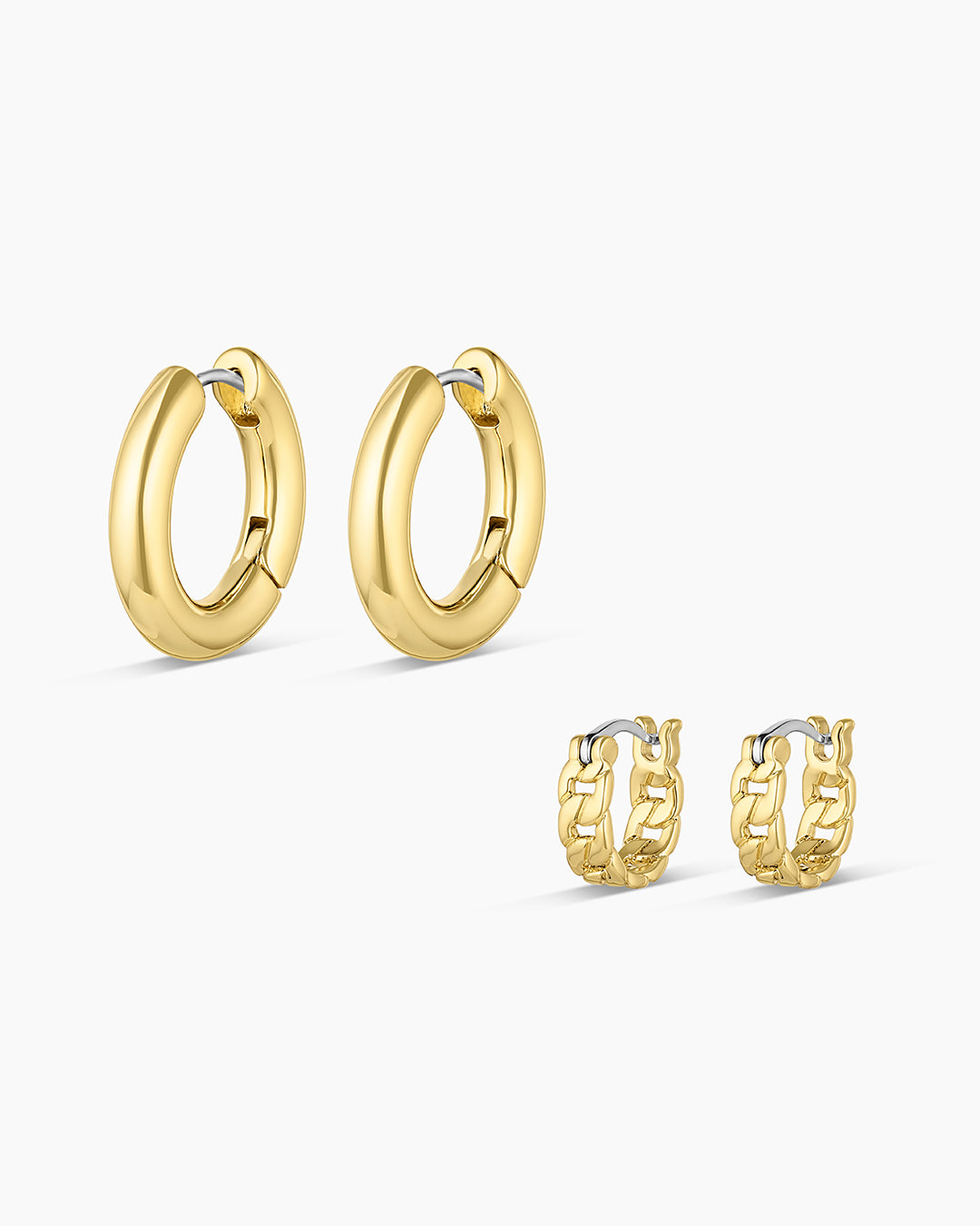 Wild Side Huggie set || option::18K Gold Plated