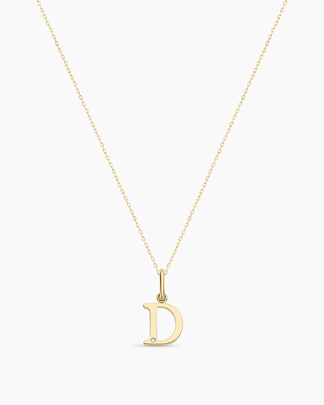 Diamond Vintage Alphabet Necklace || option::14k Solid Gold, D