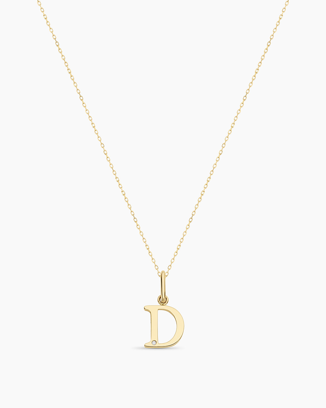Diamond Vintage Alphabet Necklace || option::14k Solid Gold, D